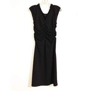 EUC Express Polka Dot Pink and Black Women’s Midi Dress Size 4 Stretch